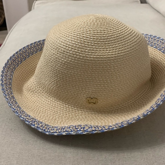 ERIC JAVITS Beige with Blue Trim Straw Hat - Picture 3 of 13